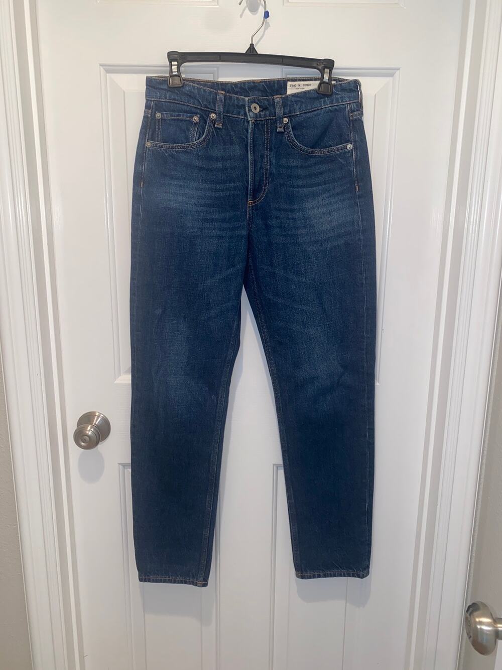 Rag & Bone Rosa Boyfriend Jeans Mid Rise Dark Blue Wash Size 25